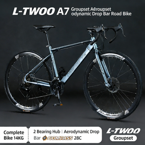 Vélo de route 700C 24 vitesses, cadre en acier carbone, fourche personnalisable, freins à disque doubles, roues en alliage d'aluminium, course - Product Image 3