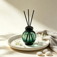 Ensemble diffuseur de parfum de luxe - Bouteille en verre plate ronde, couleur dégradée, huile parfumée longue durée pour la maison