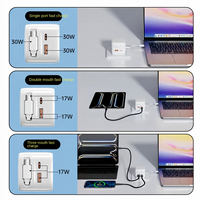 Bloc de charge murale rapide 30W GaN Adaptateur de chargeur de voyage portable USB A C PD avec câble rétractable pour iPhone 16 15 iPad Galaxy