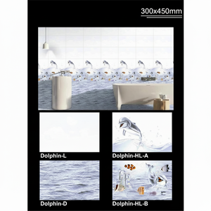 300x450mm/30x45cm/12x18inch Poissons Image Imprimé HD Bleu Couleur Céramique Salle de Bain Utilisation Intérieur Glaçure Brillant Carrelage Mural Fournisseur - Product Image 1