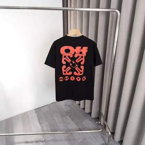 Nueva camiseta de verano a la moda con estampado de flechas de dibujos animados y cuello redondo para hombres y mujeres, estilo OW, estilo pareja. - Product Image 5