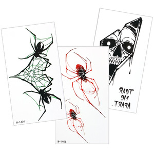 Tatouages temporaires toile d'araignée pour Halloween, maquillage de visage pour Halloween, faux tatouages réalistes 3D toile d'araignée pour enfants et adultes - Product Image 5