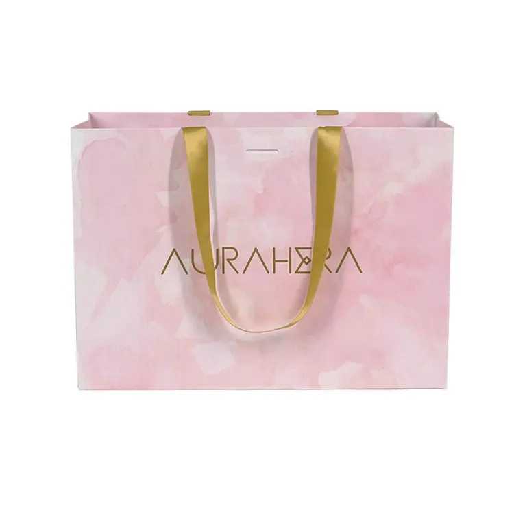 Custom Special Logo Boutique Pink Packaging Good Quality Paper Bags For Clothes