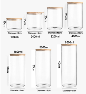 4盎司6盎司6.5盎司8盎司10盎司12盎司16盎司24盎司升华宽口透明玻璃罐，带竹盖顶套装 - Product Image 6