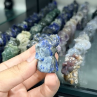 Vente en gros : Figurine d'éléphant volant en cristal naturel brut, mini-statue d'éléphant en pierres précieuses mélangées, cristal de guérison, Feng Shui