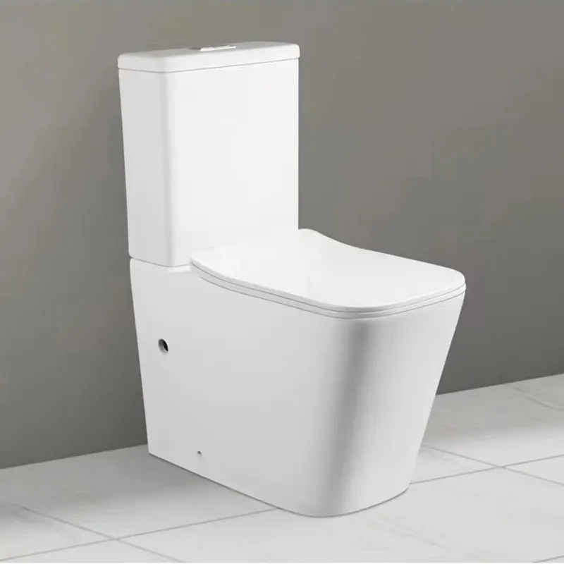 Hete Verkoop Watermerk Sanitair Wit Vierkant Porseleinen Waterkast Tweedelig Keramisch Wc Toilet