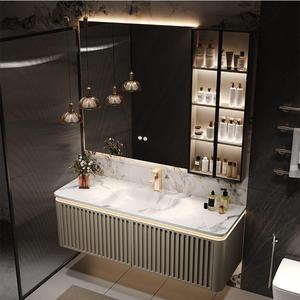 Light luxury style slate hot-bent integrated basin bathroom cabinet washstand washbasin cabinet bathroom cabinet - Product Image 2