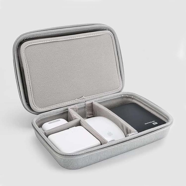 EVA Organizer Box with Removable Dividers and Mesh Pockets for Office Equipment and Cable Storage