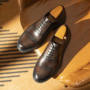 Fall New Style Top-Grain Cowhide Men's Business & Formal <b>Shoes</b> Wedding Dress <b>Shoes</b> <b>Height</b> <b>Increasing</b> Waterproof & Breathable - Product Image 3