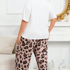 <span class=keywords><strong>Pigiama</strong></span> liscio di <span class=keywords><strong>grandi</strong></span> dimensioni per le donne, Casual, largo e comodo, può essere indossato come capispalla, abbigliamento per la casa con stampa leopardata - Product Image 5