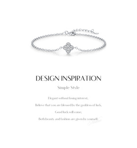 S925 Silver Flower Shape <b>Bracelet</b> With Round Diamond Claw Setting Chain Link Women's Classic Everyday Wear Jewelry - Product Image 6