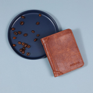 Cartera de cuero con diseño retro de negocios, protección Rfid, tarjetero corto, monedero, bolsa para dinero, cartera de negocios para hombre, bolso de mano - Product Image 4