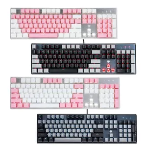 Teclado mecânico para jogos Hexgears GK715S 104 teclas com fio ABS teclas teclado mecânico de computador retroiluminado branco/vermelho