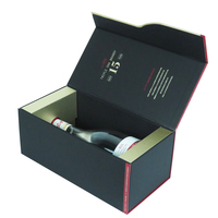 Boîte-cadeau en carton rigide noir mat de luxe sur mesure pour whisky d'alcool pour bouteilles de vin rouge de Champagne impression de gaufrage en verre