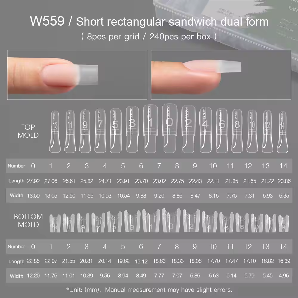 W559 sandwich rectangulaire court double forme