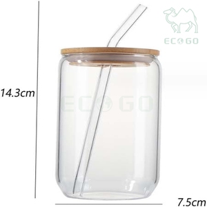 Custom Seal Luxury Bamboo Lid Drinking Hot Cold Water Juice Glass Container Water Bottles with Straws - Product Image 5