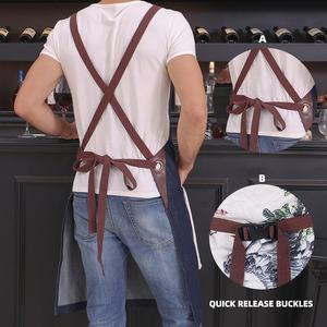 Bavoir <span class=keywords><strong>sans</strong></span> manches en denim bleu à bretelles réglables <span class=keywords><strong>Tablier</strong></span> de cuisine pour hommes et femmes pour barman pour la cuisine et le bar - Product Image 3