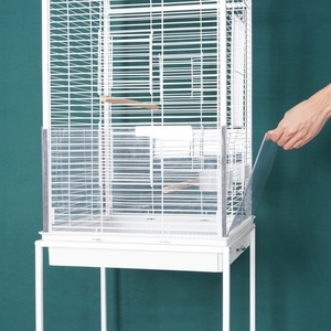 Cage à oiseaux élégante en fer doré avec plateau en plastique, support mobile, loquets verrouillables, design spacieux pour oiseaux de compagnie, décoration intérieure - Product Image 5