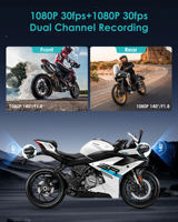 Caméra d'action intelligente double objectif 1080P pour moto, caméra de tableau de bord cachée avant/arrière, étanche IP66, WiFi, garantie 1 an