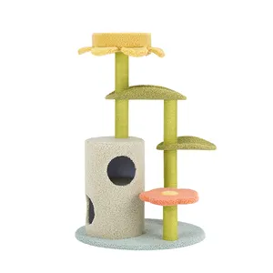 애완 동물 놀이 집 찰상 나무로 되는 큰 호화스러운 콘도 탑 현대 나무 고품질 고양이 나무