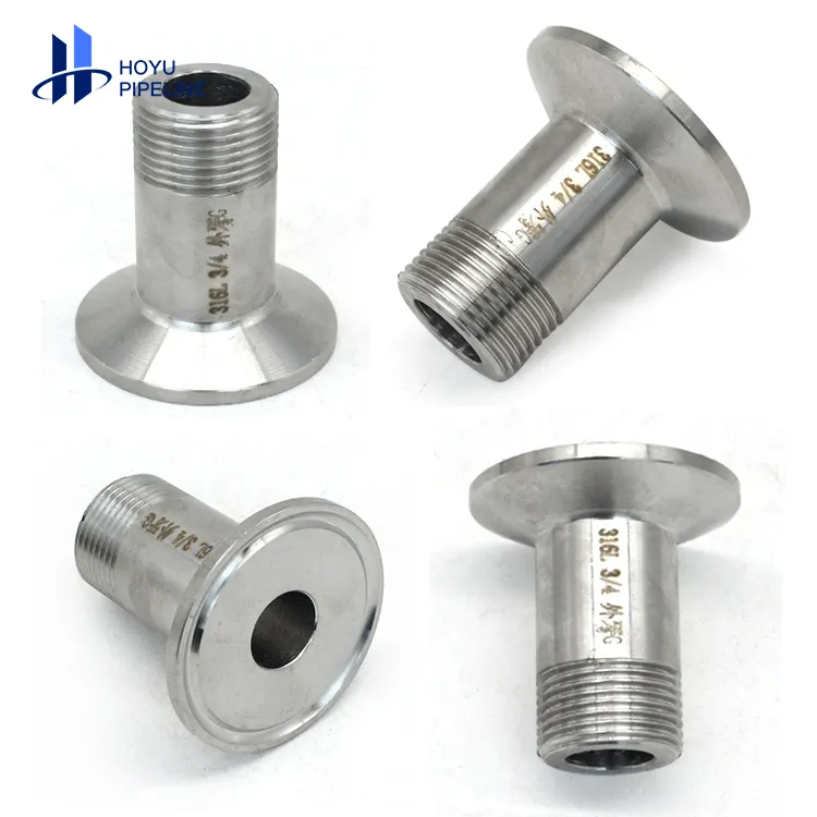 Pipe Fitting Tri Clamp Male Thread Ferrule Adapter Tri Clamp Hose Fittings High Quality Sanitary Stainless Steel Hexagon Female