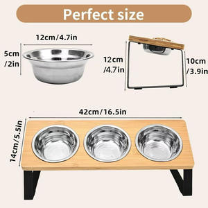 Combinação de madeira Cat <span class=keywords><strong>Bowl</strong></span> Holder Pet Feeding Rack Proteção Cervical Spine Slanting Pet Household Cat And <span class=keywords><strong>Dog</strong></span> <span class=keywords><strong>Bowl</strong></span> - Product Image 4
