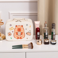 Trousse de Maquillage Imperméable Grande Capacité en PVC avec Fermeture Éclair, Motif Capybara Mignon, Boîte de Rangement pour Cosmétiques