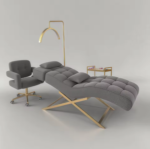 Cama de Lujo Rosa de Algodón Curvada para Pestañas, Cama de Masaje y Cuidado Facial, Mueble de Salón para Pestañas - Product Image 4