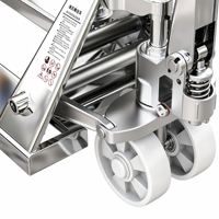 Chariot à palettes en acier inoxydable antirouille pour substances corrosives, manutention de produits chimiques en entrepôt extérieur, garantie 1 an