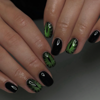 Faux Ongles 3D Effet Œil de Dragon Vert Œil de Chat Style Gothique Thème Halloween Sombre Scintillant Cool Manucure 4521