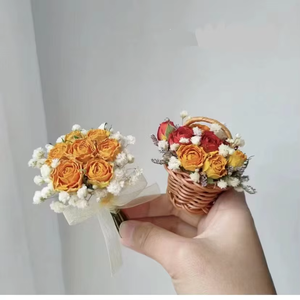 O-061 Offre Spéciale mariage décor à la maison Mini panier de <span class=keywords><strong>fleurs</strong></span> conservées <span class=keywords><strong>Bouquet</strong></span> de <span class=keywords><strong>fleurs</strong></span> <span class=keywords><strong>séchées</strong></span> et de plantes - Product Image 1