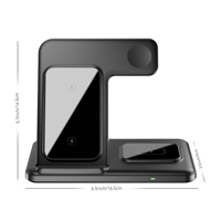 Station de charge sans fil 3-en-1 : Chargeur de bureau et chargeur sans fil pour iPhone 17/16/15 Pro Max et pour écouteurs/iWatch 1-10