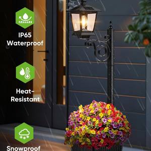 Lámpara de Pie 2 <span class=keywords><strong>en</strong></span> 1 con Maceta de Flores Estilo Pastoral para Exteriores, Lámpara Decorativa Solar Impermeable para Jardín, <span class=keywords><strong>Terraza</strong></span>, Porche, Luz Blanca Cálida - Product Image 2