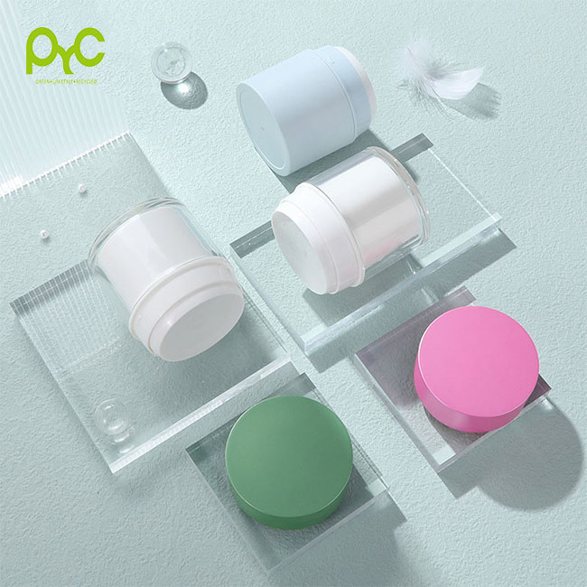 Hot Sale White Plastic Airless Pump Acrylic Vacuum Cream Jar Cylinder Round Small Cosmetic Jar