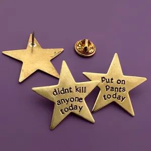 DIY Custom Logo Star Gold Pins Hat Lapel Pin Flag Badge for Gifts