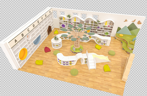 Conjunto de muebles de sala de lectura para niños, estantería de madera en forma de árbol para diseño de biblioteca, equipo escolar <span class=keywords><strong>Montessori</strong></span> - Product Image 2