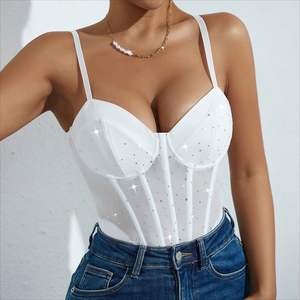 Venta caliente <span class=keywords><strong>Instagram</strong></span> purpurina hueso de pescado slim fit sexy tirantes de gama alta lencería sexy de una pieza para mujer - Product Image 2