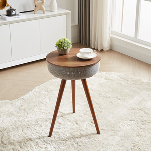 Tavolino da Caffè Moderno in <span class=keywords><strong>Legno</strong></span> <span class=keywords><strong>Nero</strong></span> con Altoparlante Bluetooth <span class=keywords><strong>e</strong></span> Ricarica Wireless per Soggiorno Interno ed Esterno - Product Image 2