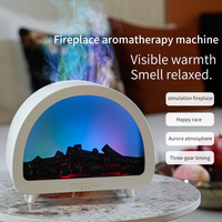 Diffuser à Huiles Essentielles Électrique Ultrasonique Flamme Lumière Aurore Arc-en-ciel en Cours de Fonctionnement Télécommande pour Maison