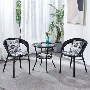Juego de sillas de mesa de ratán pequeñas <span class=keywords><strong>para</strong></span> balcón, ocio, <span class=keywords><strong>muebles</strong></span> de exterior <span class=keywords><strong>para</strong></span> Villa, patio, mesas de té <span class=keywords><strong>para</strong></span> el hogar de ratán, sillas - Product Image 2