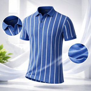 Polo de Rayas Verticales para Hombre, de Secado Rápido, Casual, Ideal para Uniformes de Resort, Personalización de Marca, Suministro OEM - Product Image 2