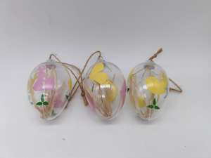 6 بيضة استر شفافة معلقة مع رسم وطلاء ، مجموعة من 3. 3 ديكورات داخل صندوق معبأ - Product Image 5