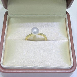 Exquisite Retro Style Starlight <b>Ring</b> Natural Freshwater 6.5-7mm Round <b>Pearl</b> Inlay Almost Flawless Aurora Trendy Number Shape - Product Image 2