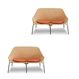 Canapé Roosa moderne du milieu du siècle 2S Coussin en rotin naturel résistant aux UV pour salle à manger et hôtel Meubles de jardin en plein air - Product Image 4