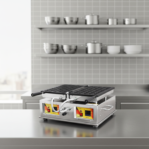 Machine à gaufres électrique professionnelle en acier inoxydable pour hôtels, cuisines et buffets - Product Image 1