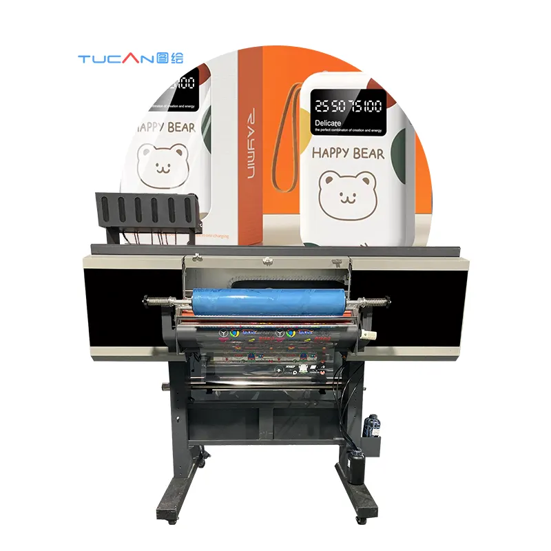 नई मल्टीकोलर लोकप्रिय स्वचालित 60 uv dtf प्रिंटर मशीन 2-4 xp600/i3200 प्रिंट हेड uv dtf फिल्म प्रिंटर