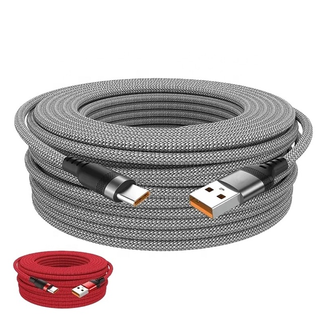 USB Type C Fast Charger Cable 8 Meters Extended Nylon Data Cable with Braid Shielding Compatible Android for Samsung for Xiaomi