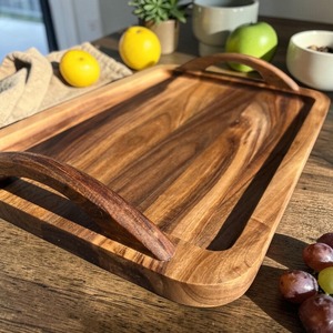 Bandeja de madera en oferta para servir en la cocina y la mesa del comedor, elegante bandeja para servir comida, bebidas y aperitivos, proveedor indio. - Product Image 6