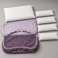 Coussin pour animaux de compagnie YAOYUE à motif floral avec bordure en dentelle et petit oreiller - Amovible, lavable, 5 pièces, nid pour chien, rembourrage en PP, violet à pois
