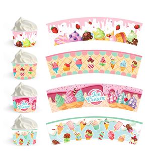 Tina de papel de helado biodegradable ecológica con tapa, vasos de postre de papel, tinas de ensalada de yogur de helado de papel - Product Image 4